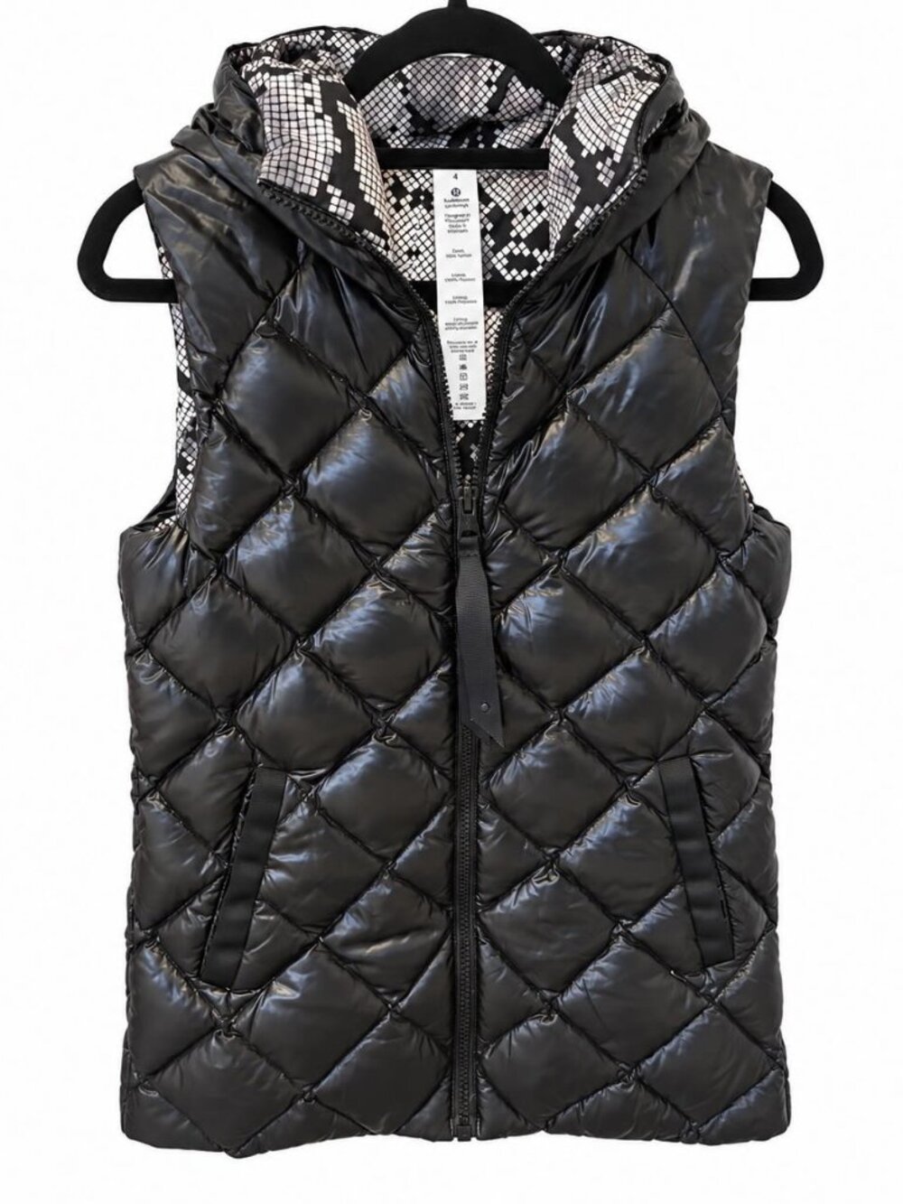 lululemon The Fluffiest Vest Reversible Snake Print Hooded Puffer Size 4